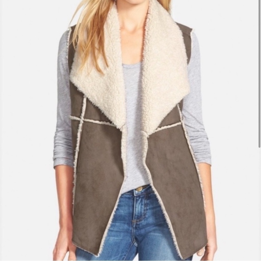 Dylan by True Grit Madison Faux Suede and Shearling Fur Lined Vest Size Medium